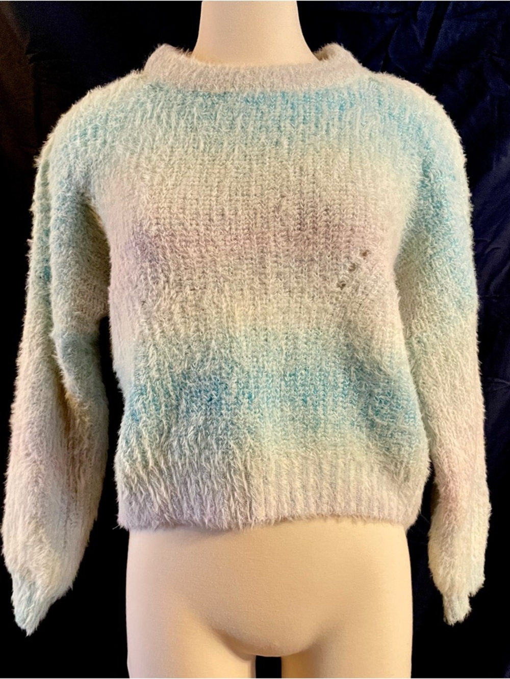 wild fable Pastel Fuzzy Crewneck Sweater in Light Blue and Cream